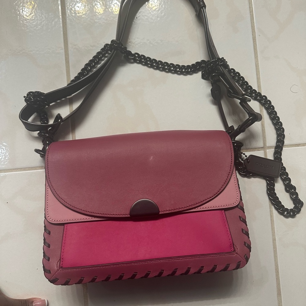 Coach Pink Crossbody Bag with Artisanal Stitching